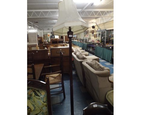 An Edwardian Mahogany Standard Lamp With Reeded Support 