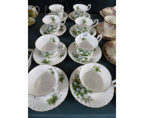 A Royal Albert Trillium Pattern Collection of Eight Cups and Saucers 