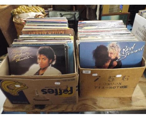 Two Boxes of 33rpm Records to Include Rod Stewart, Abba, Neil Diamond, Alvin Stardust, Michael Jackson 
