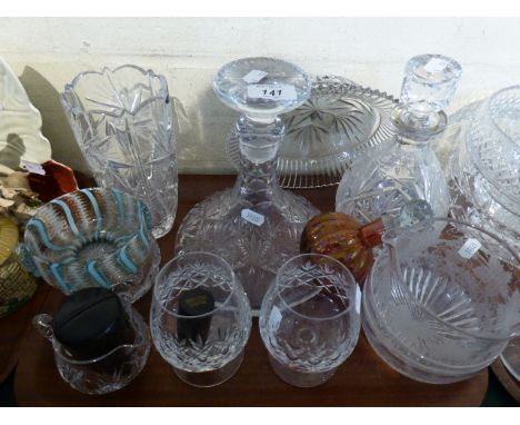 A Collection of Glass Ware to Include Ships Decanter, Cut Glass Decanter, Brandy Balloons, Bowls Etc