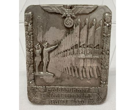 A WWII style German Army Veterans Plaque for attending a march in Kassel.   Approx. 8cm x 6.5cm.