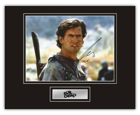 Stunning Display! Evil Dead Bruce Campbell hand signed professionally mounted display. This beautiful display consists of a 1