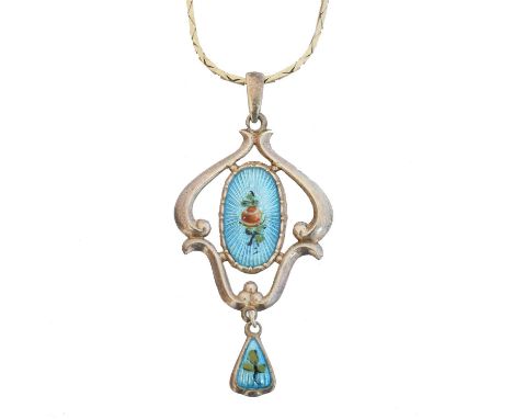 A silver enamel pendant by Charles Horner, A silver enamel pendant by Charles Horner, with floral decoration, maker's marks f