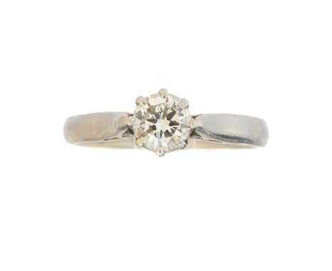 A platinum diamond single stone ring, A platinum diamond single stone ring, the brilliant cut diamond weighing approx. 0.50ct