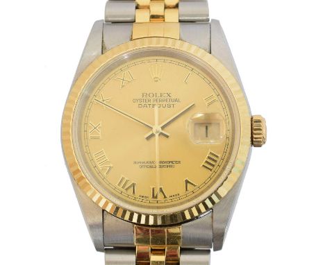 A steel and gold Rolex Oyster Perpetual Datejust wristwatch, A steel and gold Rolex Oyster Perpetual Datejust wristwatch, cir