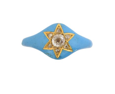 A late Victorian enamel and diamond dress ring, A late Victorian enamel and diamond dress ring, the old cut diamond cluster s
