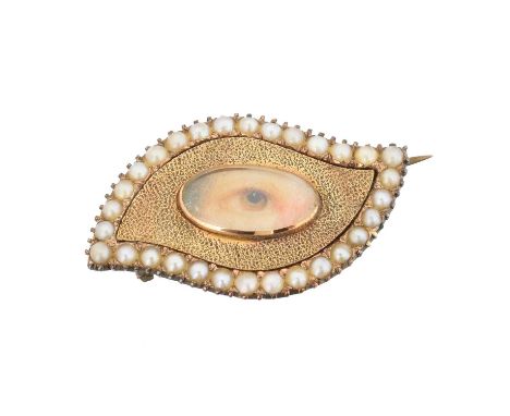 An early 19th century eye miniature brooch, An early 19th century eye miniature brooch, the oval glazed compartment with eye 