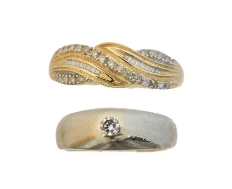 Two 14ct gold diamond dress rings, Two 14ct gold diamond dress rings, to include a diamond single stone ring, together with a