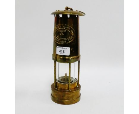 E. Thomas &amp; Williams Ltd, Aberdare, Wales, brass miners safely lamp No.38880