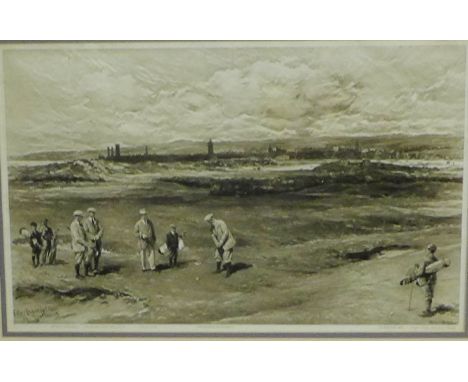 Life Association of Scotland Golfing print of St. Andrew's High Holes, in a glazed frame, 38 x 23cm 