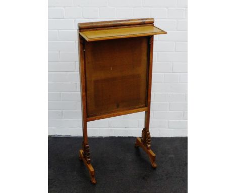 19th century rosewood  screen with shelf and acanthus motifs to the base 