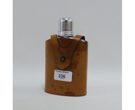 Hip flask in a leather case 