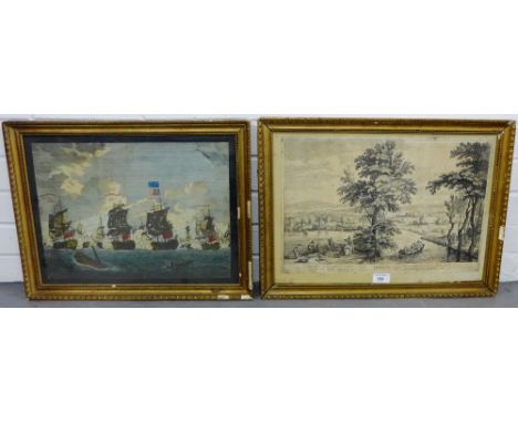 Framed engraved print, together with another, (2) 