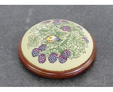 Circular footstool with tapestry top 
