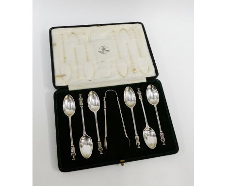 George V set of six silver teaspoons, Mappin &amp; Webb, London 1921, in fitted case 