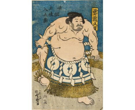 Japan.- Toyoshige, "Toyokuni II" (Utagawa) Portrait of the Sumo Wrestler Unryu Kyukichi (Unryu Hisakichi), colour woodcut on 