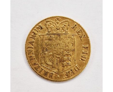 George III (1760-1820), Half Sovereign, 1818, Bare head right date below, reverse, crowned crowned shield, four strings to ha