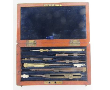 Late 19th century mahogany cased set of drawing instruments, together with other collectables, including a Casio data bank DC