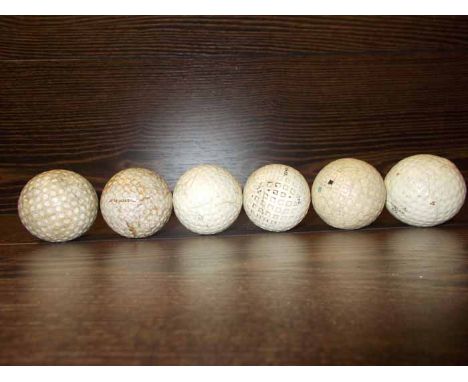 SIX VINTAGE GOLF BALLS
including a Spaldin, Teemee 2 and a Dunlop 4