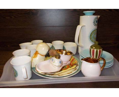 DECORATIVE BLUE AND GREEN PART COFFEE SET 
together with a collection of ceramics including Crown Devon, Carlton ware etc  