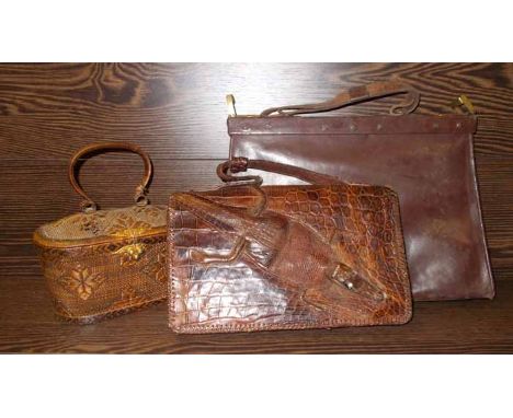 WOMENS VINTAGE HANDBAGS 
including a crocodile skin bag