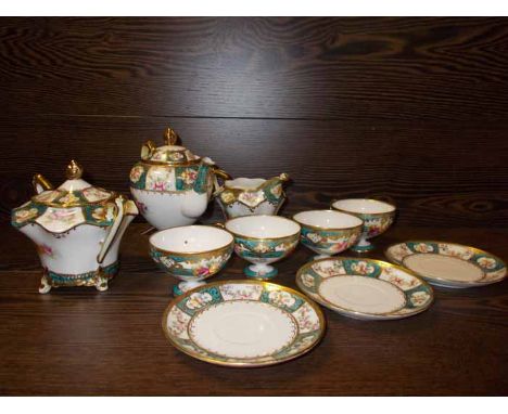 EARLY NORITAKE TEASET
comprising a teapot, 15.5cm high. sugar jar, cream jug, four cups and three saucers

