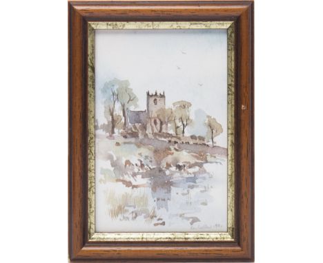 * KENNETH CAMPBELL LOCHEAD (SCOTTISH 1926 - 2006),SHORE WALK, THE GATE, CRAMOND and DUDDINGSTON KIRK (4)watercolours on paper