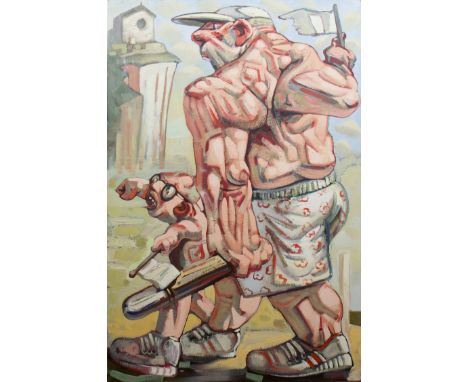 * PETER HOWSON OBE, CEASEFIRE, 1992 oil on canvas signed 183cm x 132cm (72 x 52 inches) Unframed Provenance: Angela Flowers G