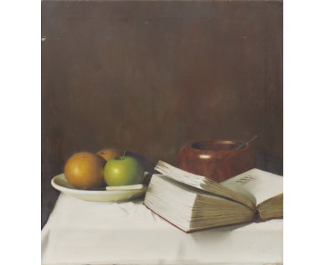 * PAUL TELFORD,STILL LIFE WITH CERAMIC AND BOOKoil on canvas, initialled55cm x 50cmUnframed