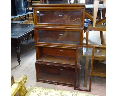A 4-section mahogany-framed waterfall Globe-Wernicke bookcase (no base), W86cm, H148cm, D35cm 