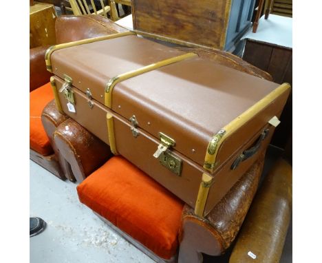 2 Vintage eiderdowns, and a Vintage bound suitcase 