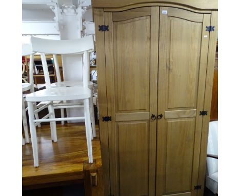 A Corona pine arch-top 2-door wardrobe, W100cm, H190cm, D55cm 