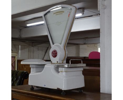 Herbert &amp; Sons Ltd Lion set of white enamel balance scales 