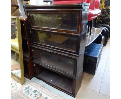 A Globe-Wernicke mahogany 4-section waterfall bookcase (no base), W87cm, H132cm, D29cm 