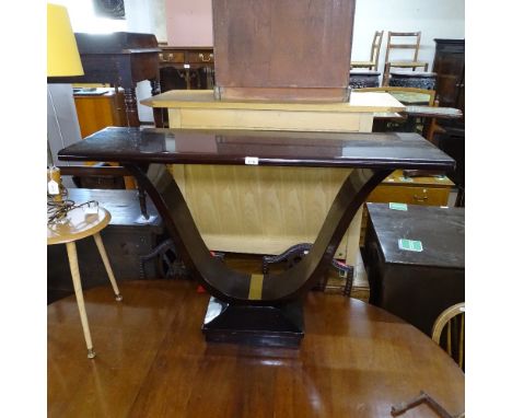 An Art Deco style modern console table, on U-shaped base, L120cm, H75cm, D40cm 