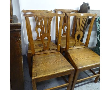 A set of 4 Georgian country Chippendale elm chairs 
