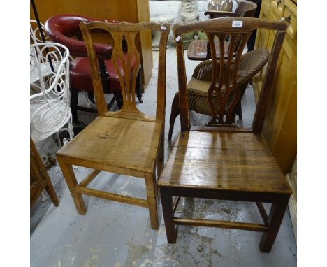 4 Georgian country Chippendale elm chairs 