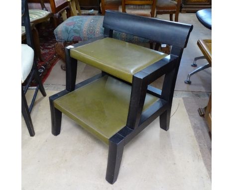 A Promemoria contemporary Italian designer leather step stool, with maker's mark and plaque, W54cm, H66cm, D50cm