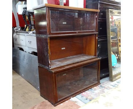 3 mahogany Globe-Wernicke bookcase sections (no base and no top) 