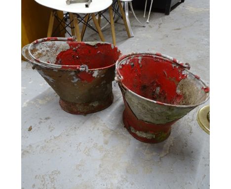 A pair of Vintage painted galvanised fire buckets 