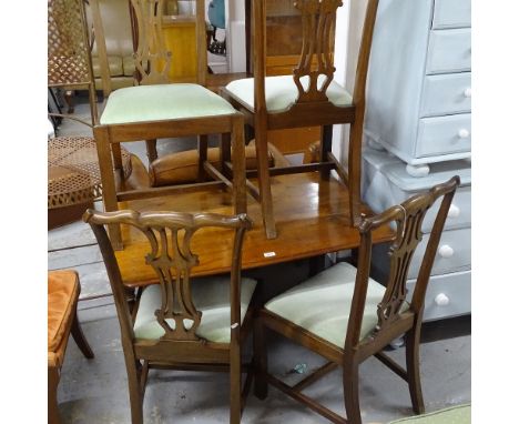 A Victorian mahogany Pembroke table, together with a set of 4 mahogany Chippendale style dining chairs 