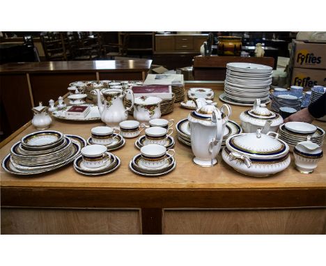 Spode 'Knightsbridge Cobalt' Tea/Dinner Service, comprising tea pot, coffee pot, milk jug, sugar bowl, six cups, saucers and 