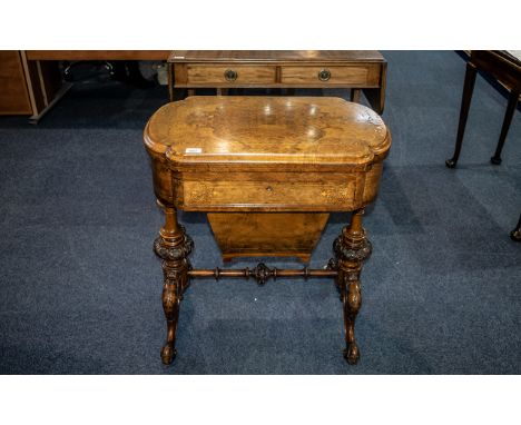 Victorian Walnut Games Table with hinged top to reveal chess, cribbage and backgammon boards, with figural walnut top.  Friez