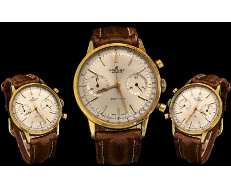 Breitling - Top Time Gents Rose Gold Plated Chronograph Wrist Watch. Features Chronograph Multi Dials, Hand Winding Movement,