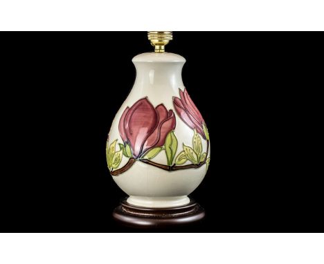 Moorcroft - Large Pink Magnolia Lamp Base. Approx 11.5 Inches High. Please See Photo. 