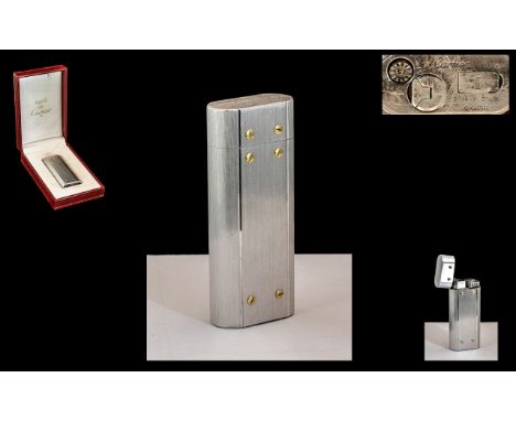 Cartier - Paris Superb Ladies Silver and Gold Tone Lighter, Cartier Logo and Signature to Base of Lighter + Cartier Ref No 49