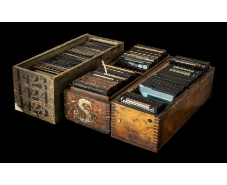 Three Wooden Cases Containing a Quantity of Glass Lantern Slides, to include, Middle Eastern topographical scenes, portraits,