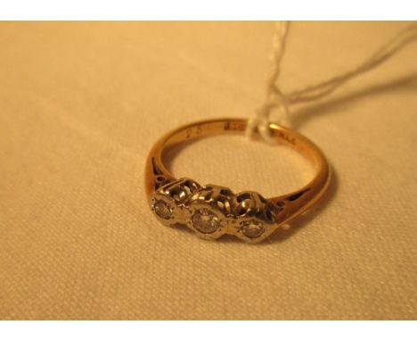18ct 3 stone diamond set ring