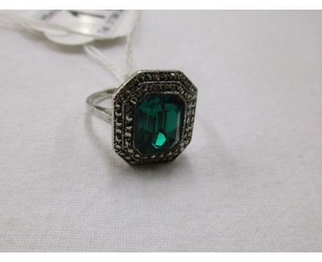 1930's silver paste & marcasite set ring