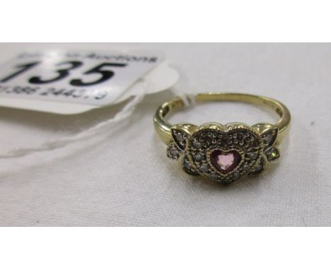Victorian style ruby & diamond heart ring - Estimate £200 to £250